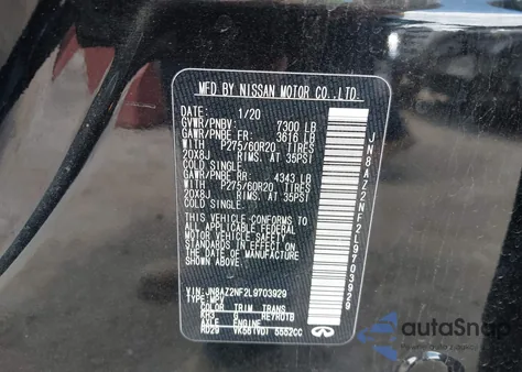 2020 Infiniti Qx80 Luxe from USA, damaged, VIN JN8AZ2NF2L9703929